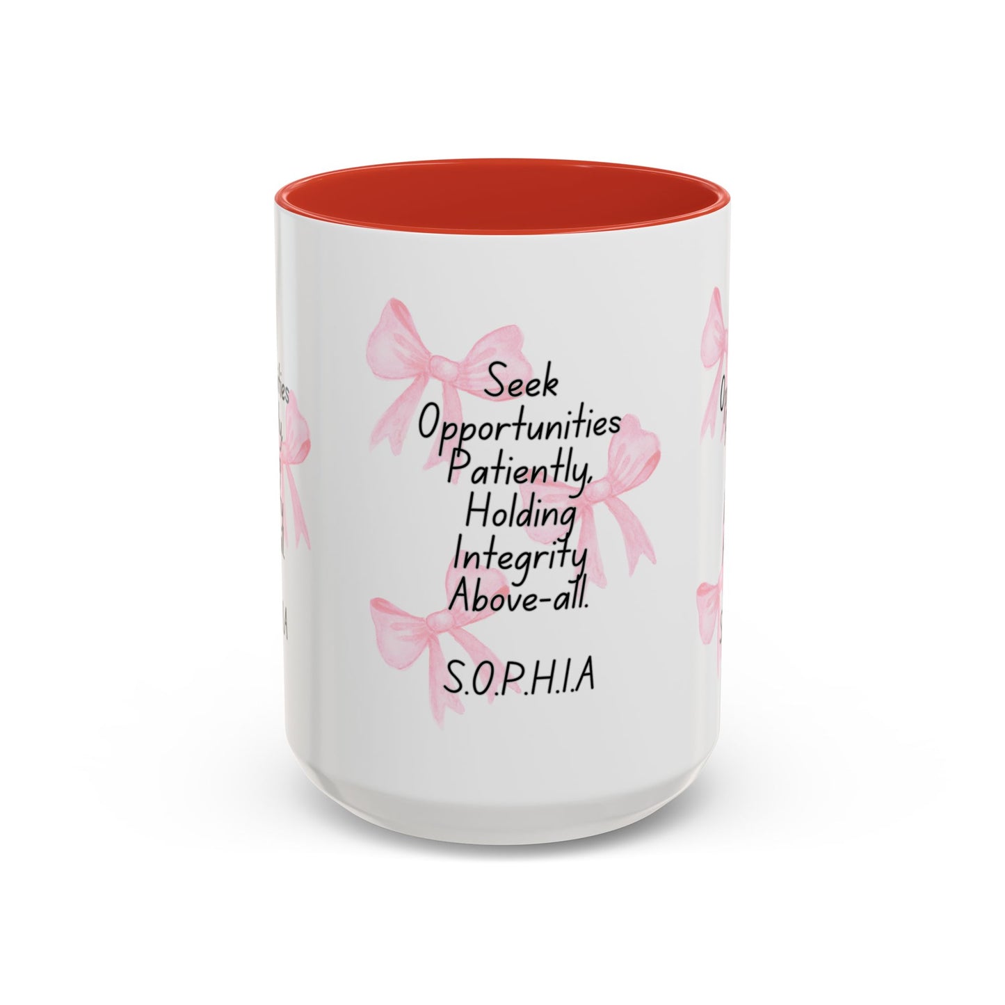 Personalized Pink Bow Accent Coffee Mug