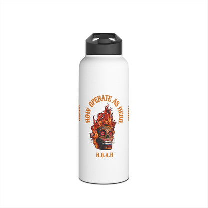 Personalized Initial Quote Fire Skull Stainless Steel Water Bottle