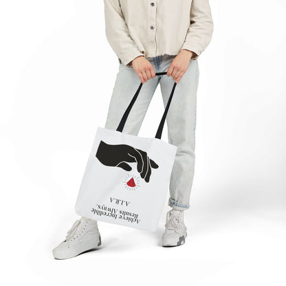 Personalized Initial Quote Gem Hand Canvas Tote Custom Name