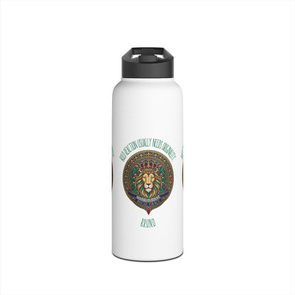 Personalized Initial Quote Circled Lion Stainless Steel Water Bottle