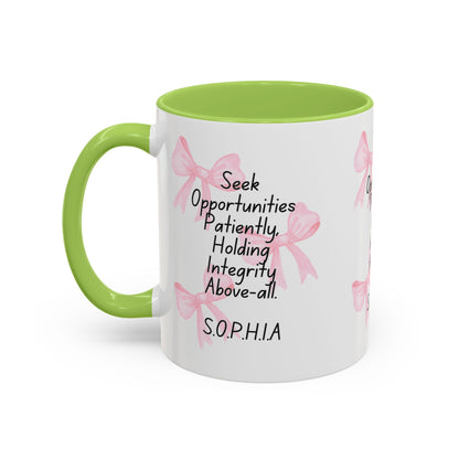Personalized Pink Bow Accent Coffee Mug