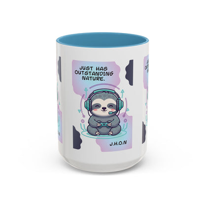 Personalized Initial Sloth Gamer Accent Coffee Mug