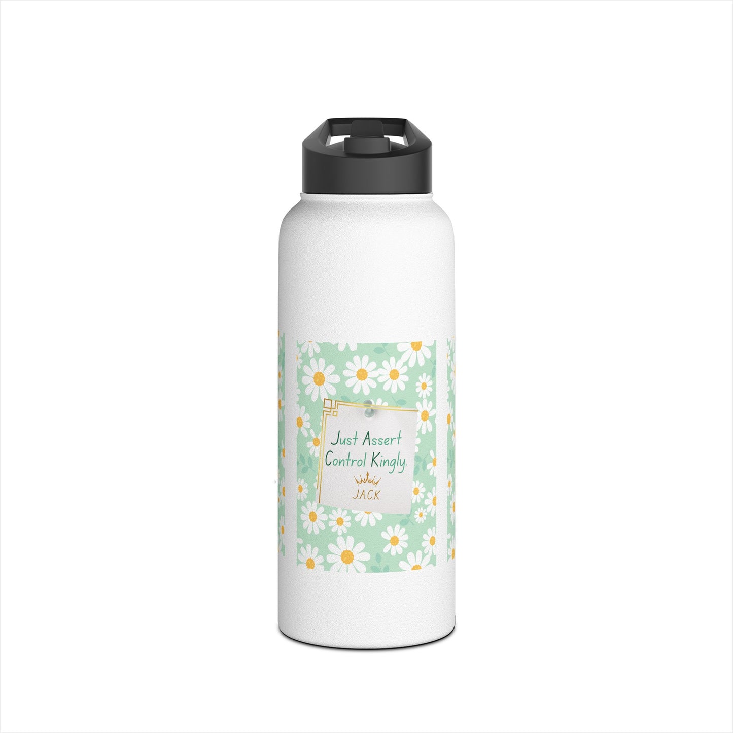 Personalized Initial Quote Floral Note Stainless Steel Water Bottle