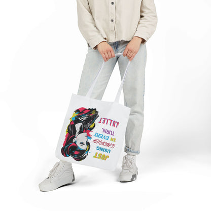 Personalized Initial Quote Cosmetic Colorful Girl Tote Custom Name