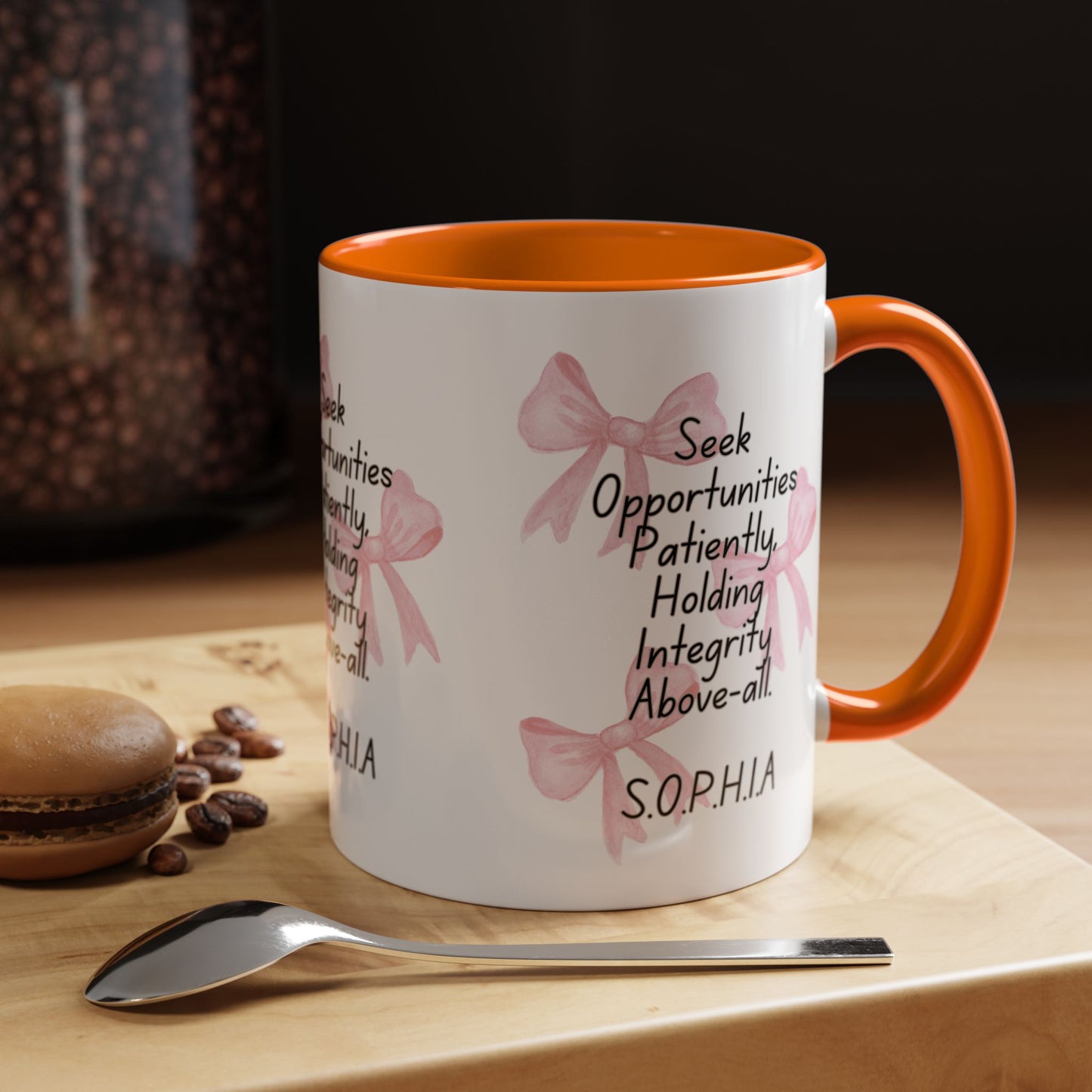 Personalized Pink Bow Accent Coffee Mug