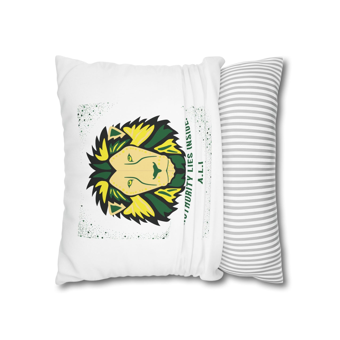 Personalized Initial Quote Lion — Custom Sayings on Square Poly Canvas Pillowcase