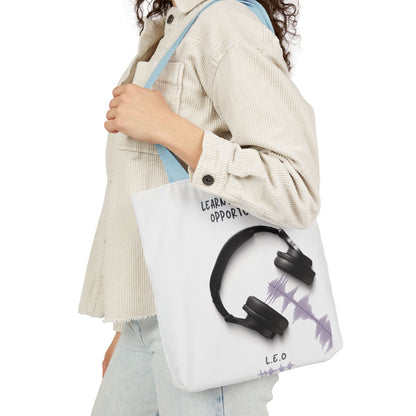 Personalized Initial Quote Headphones Canvas Tote Custom Name