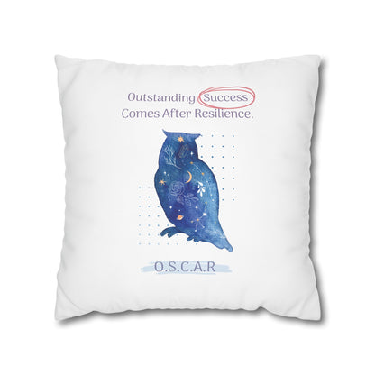 Personalized Initial Quote Galaxy Owl — Custom Sayings on Square Poly Canvas Pillowcase