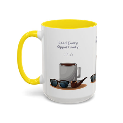 Personalized Initial Coffee and Sunglasses Accent Coffee Mug
