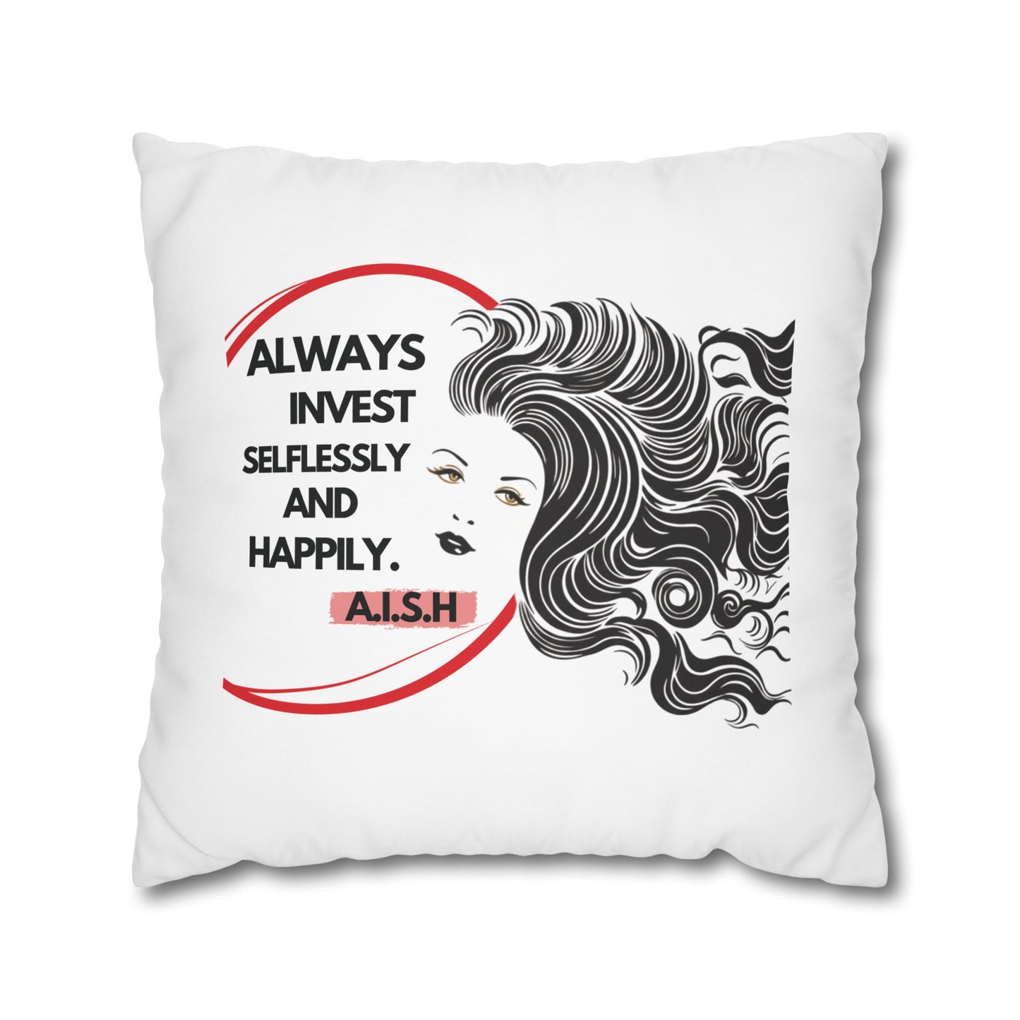 Personalized Initial Quote Inspirational Girl — Custom Sayings on Square Poly Canvas Pillowcase