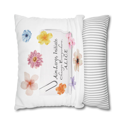 Personalized Initial Quote Clip Note — Custom Sayings on Square Poly Canvas Pillowcase