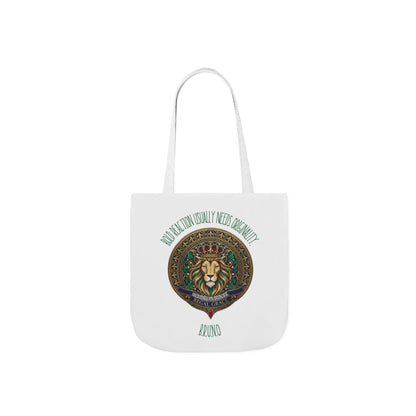 Personalized Initial Quote Circle Lion Canvas Tote Custom Name