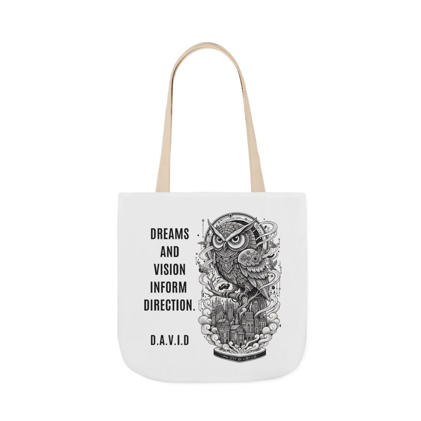 Personalized Initial Quote Owl Vision Canvas Tote Custom Name