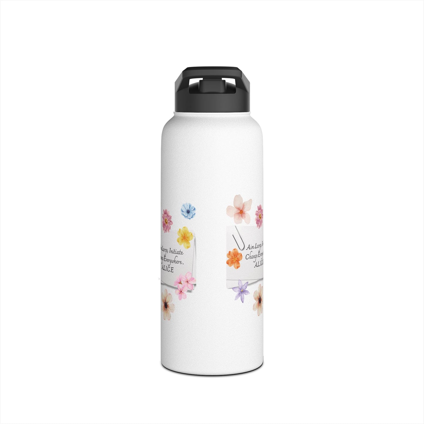 Personalized Initial Quote Note Clip Stainless Steel Water Bottle