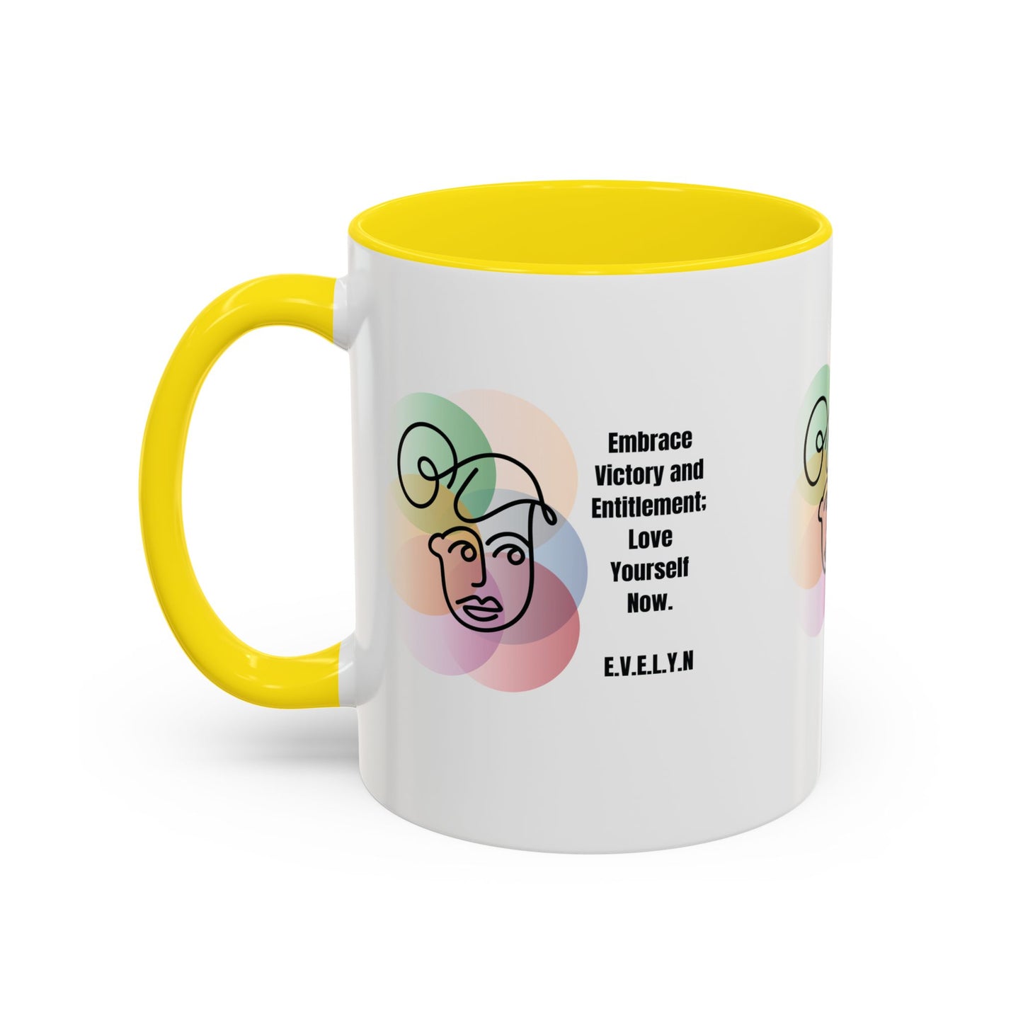 Personalized Initial Sketch Girl Accent Coffee Mug