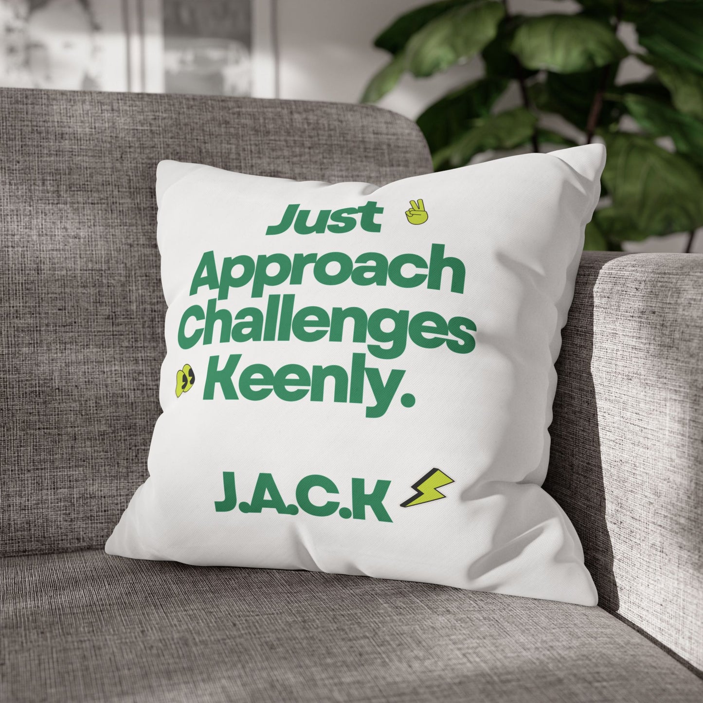 Personalized Initial Quote Simple Note — Custom Sayings on Square Poly Canvas Pillowcase