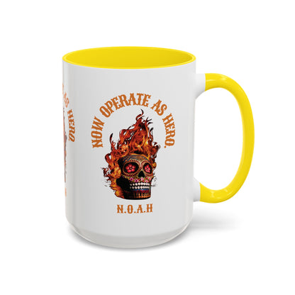 Personalized Initial Fire Skull Accent Coffee Mug