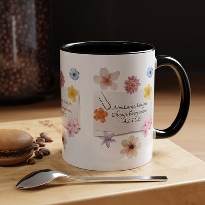 Personalized Floral Clip Note Accent Coffee Mug
