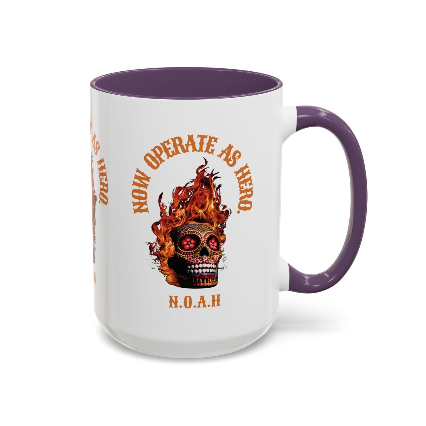 Personalized Initial Fire Skull Accent Coffee Mug