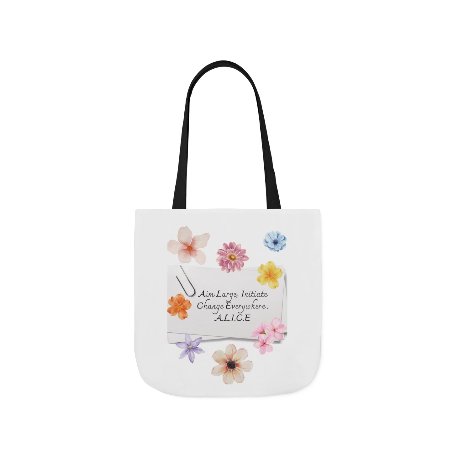 Personalized Initial Quote Floral Clip Canvas Tote Custom Name