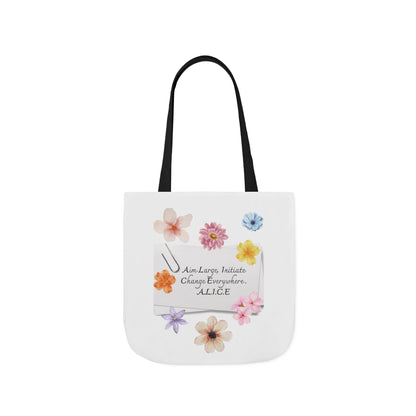 Personalized Initial Quote Floral Clip Canvas Tote Custom Name
