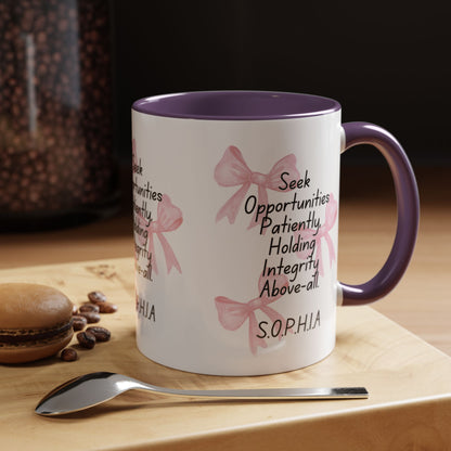 Personalized Pink Bow Accent Coffee Mug