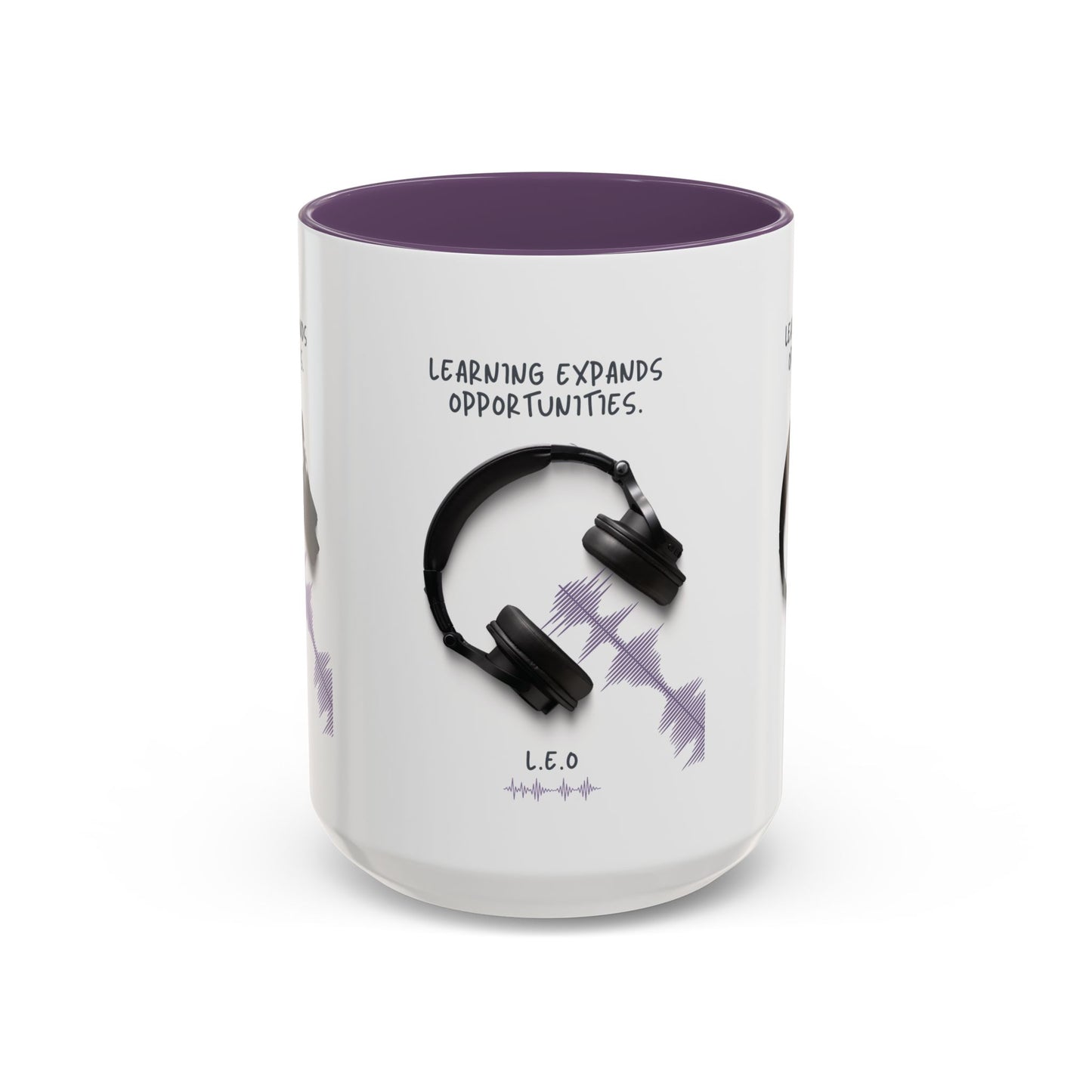Personalized Initial Headphones Accent Coffee Mug
