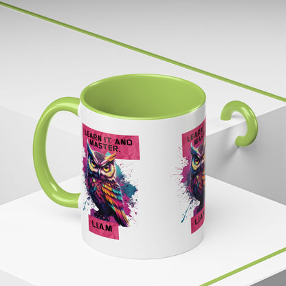 Personalized Initial Owl Accent Coffee Mug