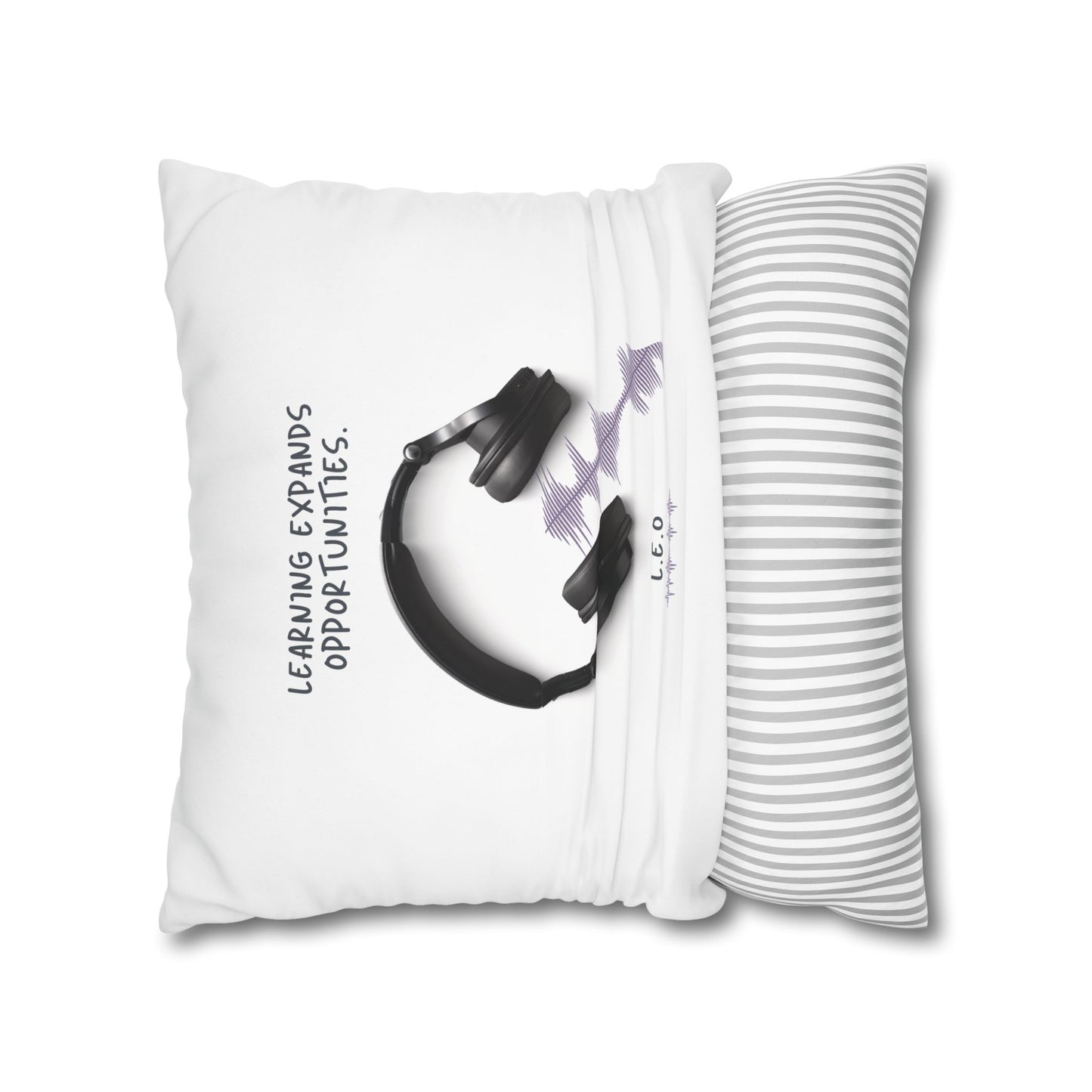 Personalized Initial Quote Headphone — Custom Sayings on Square Poly Canvas Pillowcase