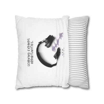 Personalized Initial Quote Headphone — Custom Sayings on Square Poly Canvas Pillowcase