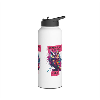 Personalized Initial Quote Owl Stainless Steel Water Bottle