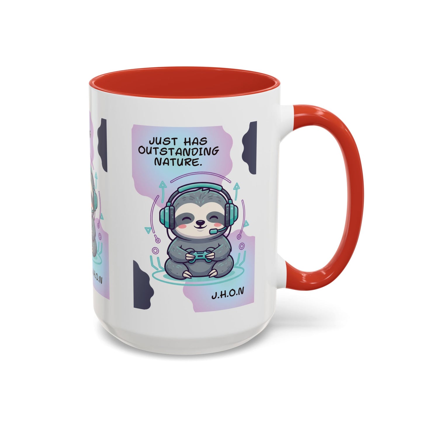 Personalized Initial Sloth Gamer Accent Coffee Mug