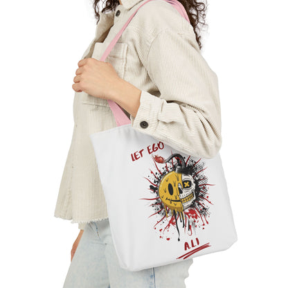 Personalized Initial Quote Split Smile Skull Canvas Tote Custom Name