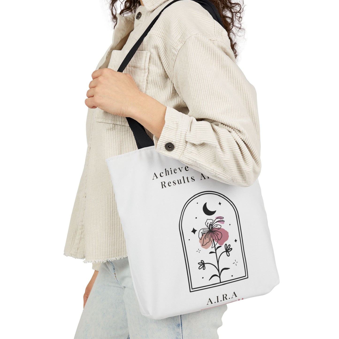 Personalized Initial Quote Floral Moon Canvas Tote Custom Name