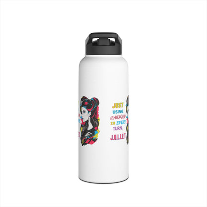 Personalized Initial Quote Vintage Girl Stainless Steel Water Bottle