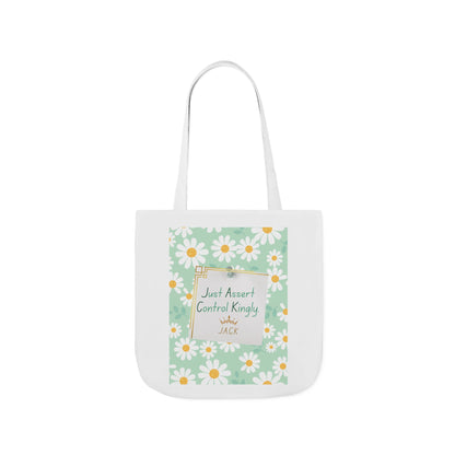 Personalized Initial Quote Floral Inspirational Canvas Tote Custom Name