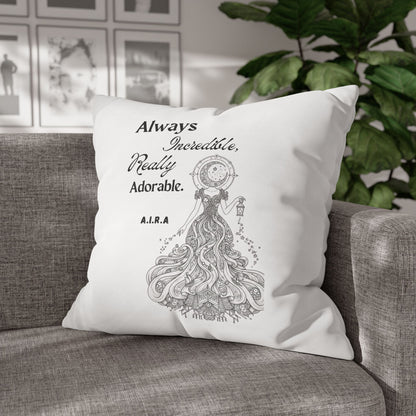 Personalized Initial Quote Light Girl — Custom Sayings on Square Poly Canvas Pillowcase