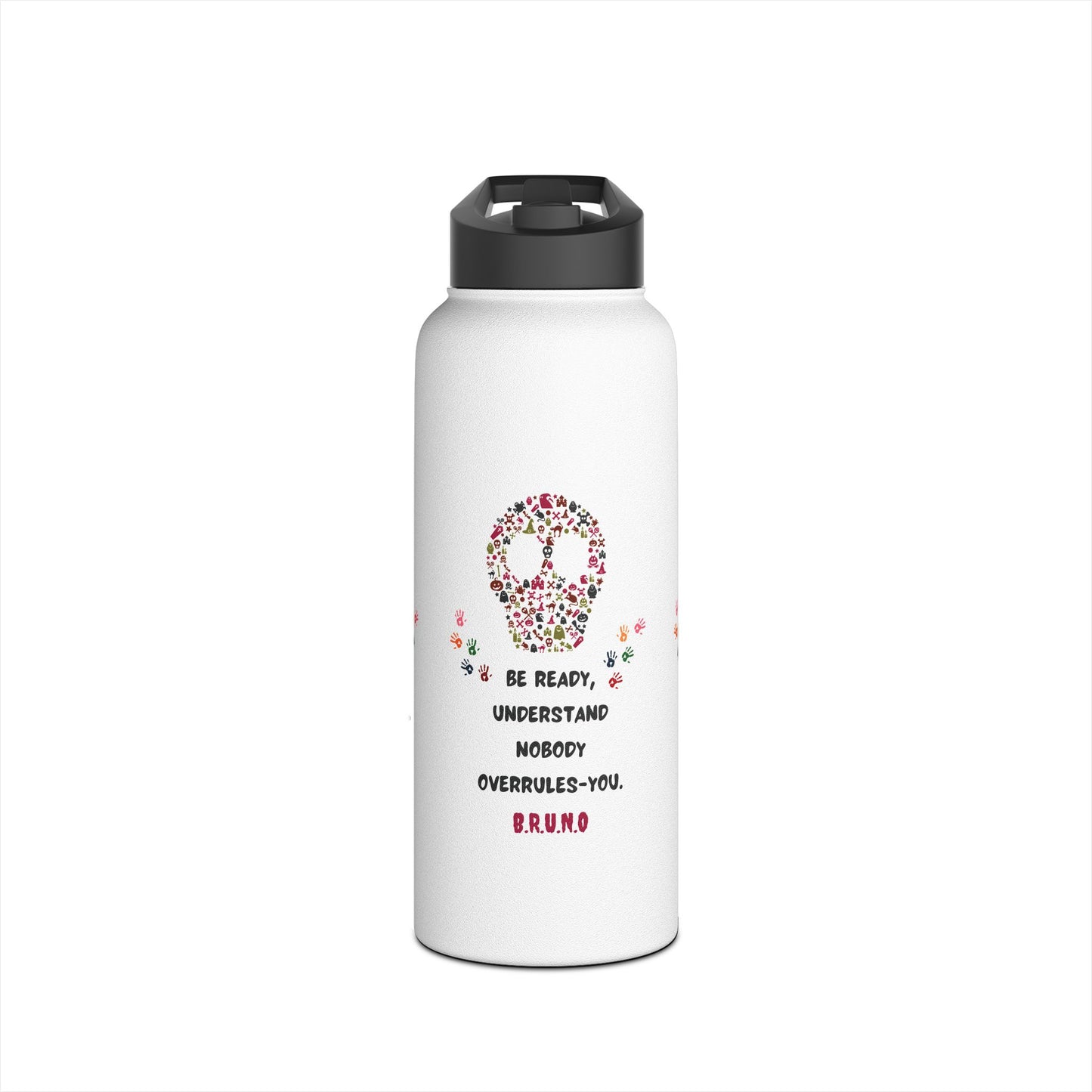 Personalized Initial Quote Hands Skull Stainless Steel Water Bottle