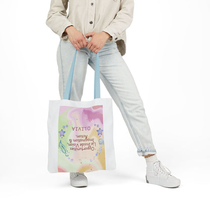 Personalized Initial Quote Ocean Theme Canvas Tote Custom Name