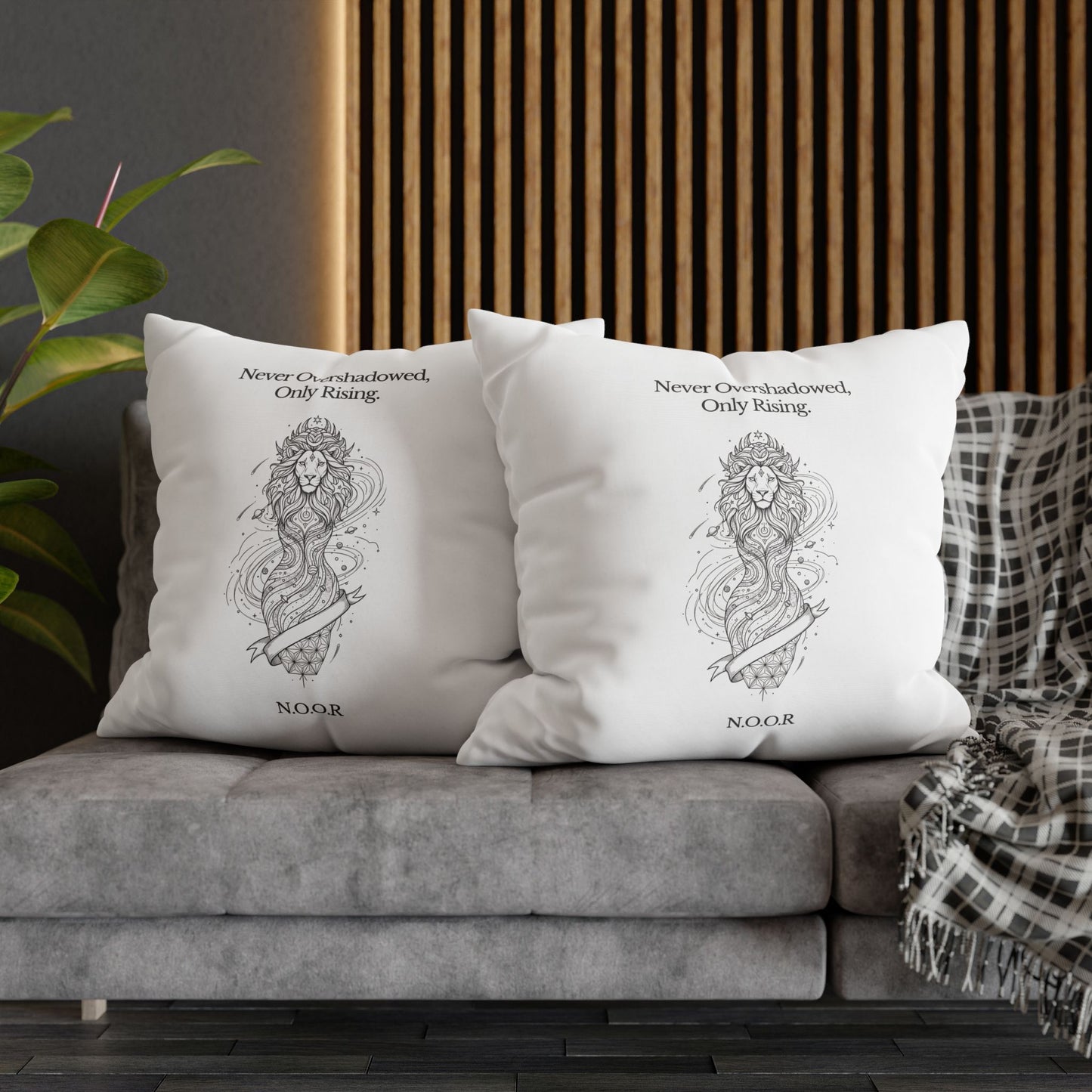 Personalized Initial Quote Girl Lion — Custom Sayings on Square Poly Canvas Pillowcase