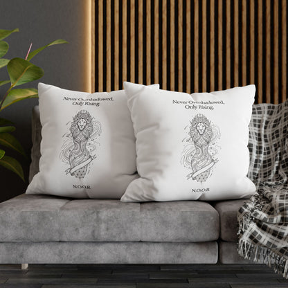 Personalized Initial Quote Girl Lion — Custom Sayings on Square Poly Canvas Pillowcase