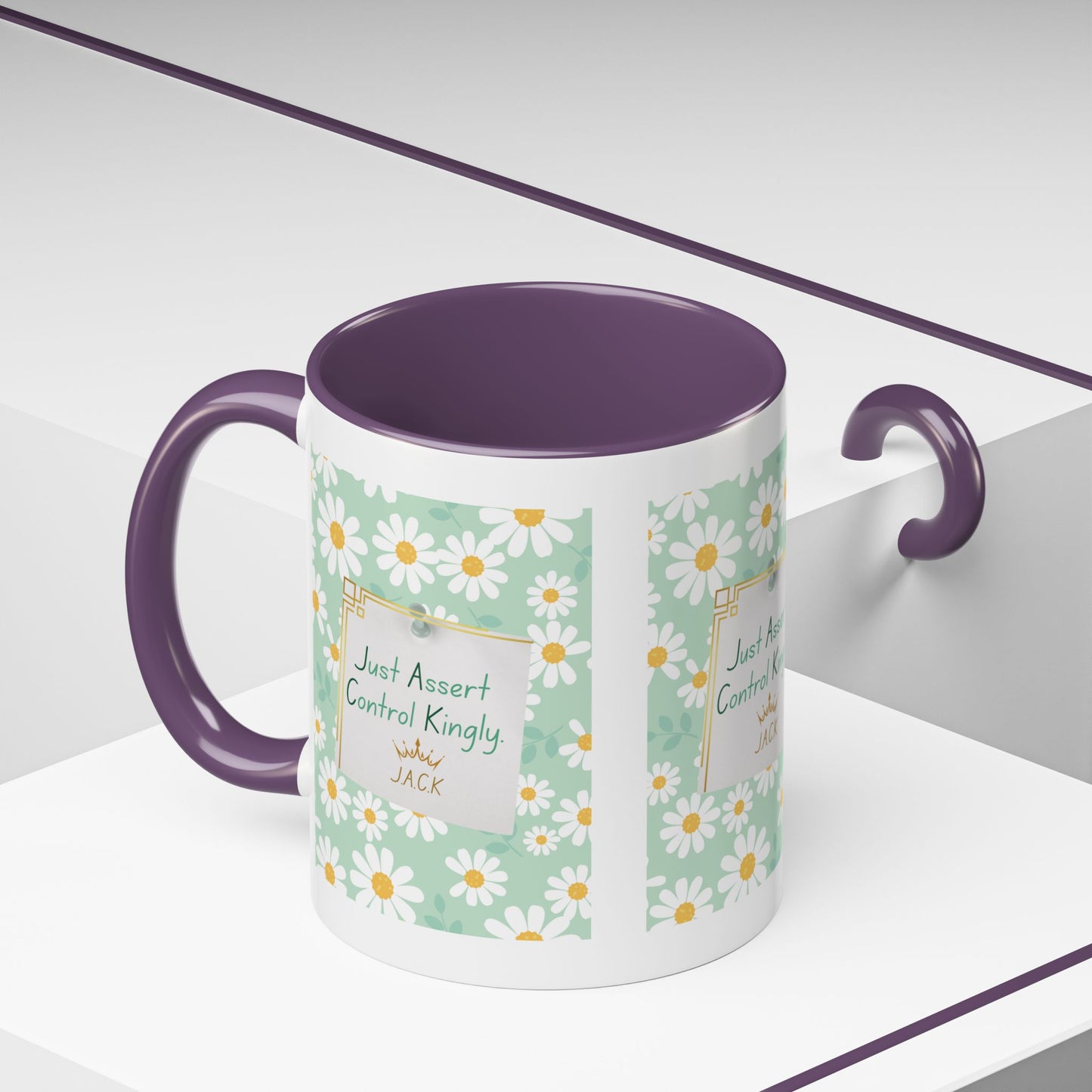 Personalized Floral Message Accent Coffee Mug