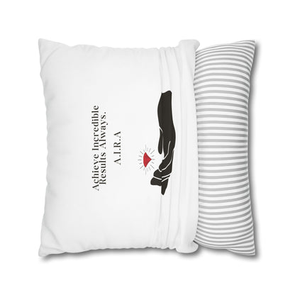 Personalized Initial Quote Gem Hand — Custom Sayings on Square Poly Canvas Pillowcase