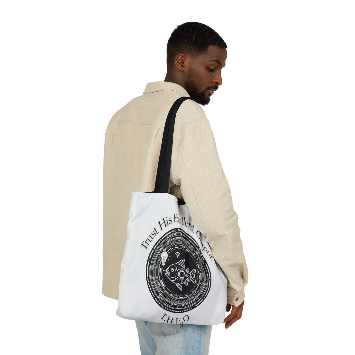 Personalized Initial Quote Circle Fish Canvas Tote Custom Name