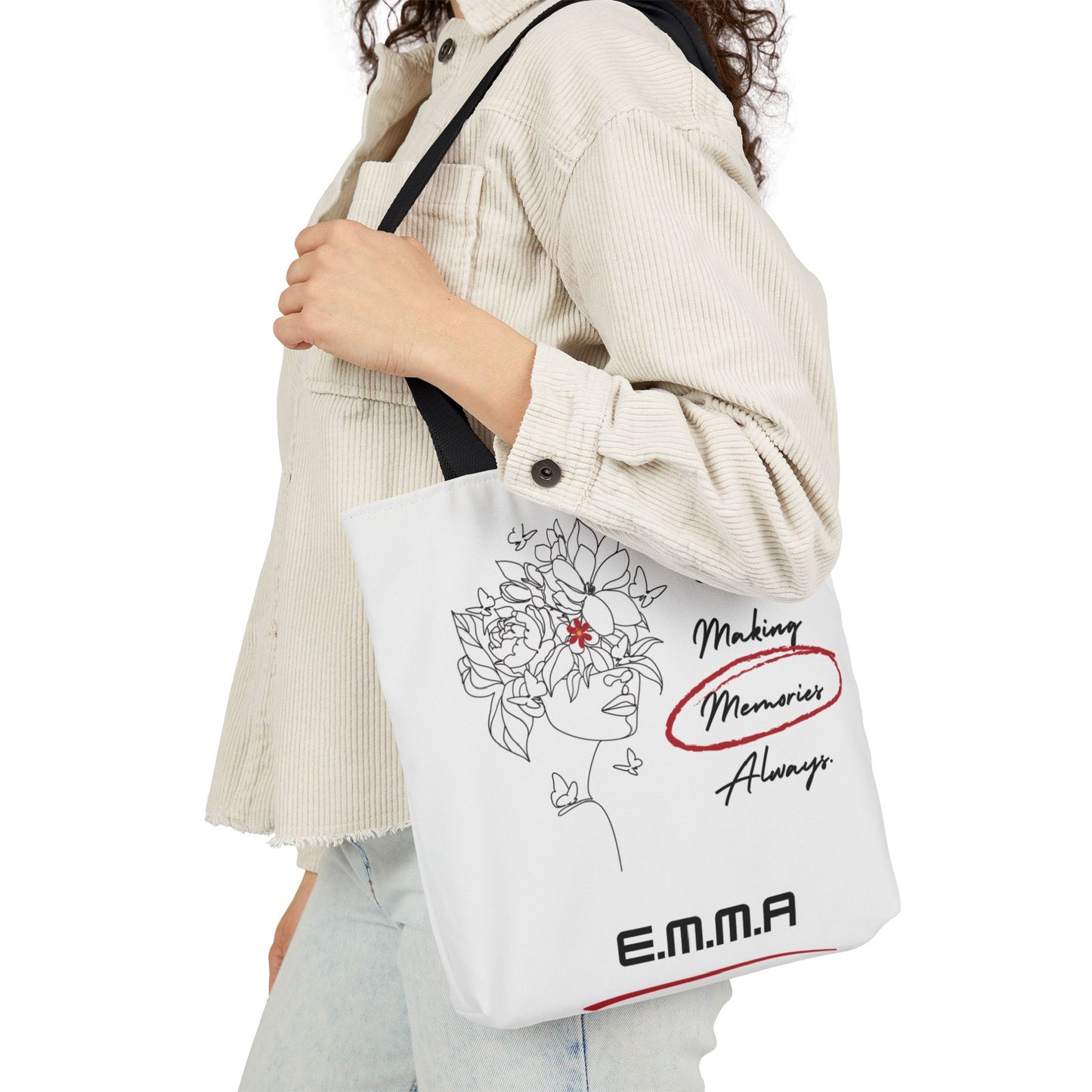 Personalized Initial Quote Floral Girl Canvas Tote Custom Name