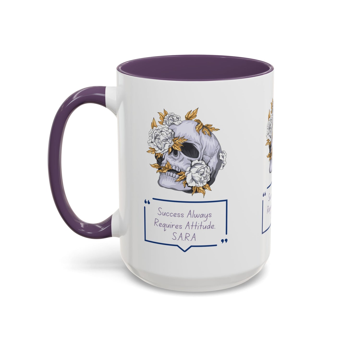 Personalized Initial Floral Skull Accent Coffee Mug