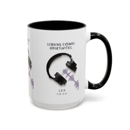 Personalized Initial Headphones Accent Coffee Mug
