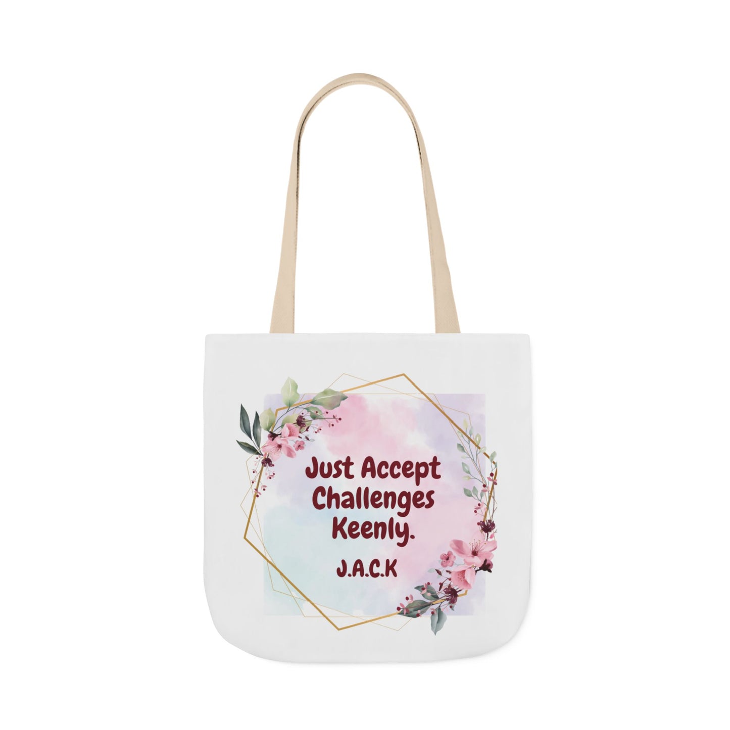 Personalized Initial Quote Floral Frame Canvas Tote Custom Name