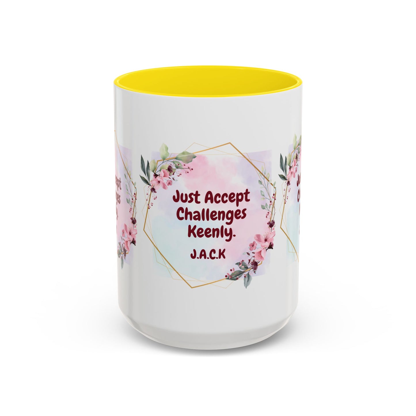 Personalized Floral Frame Accent Coffee Mug