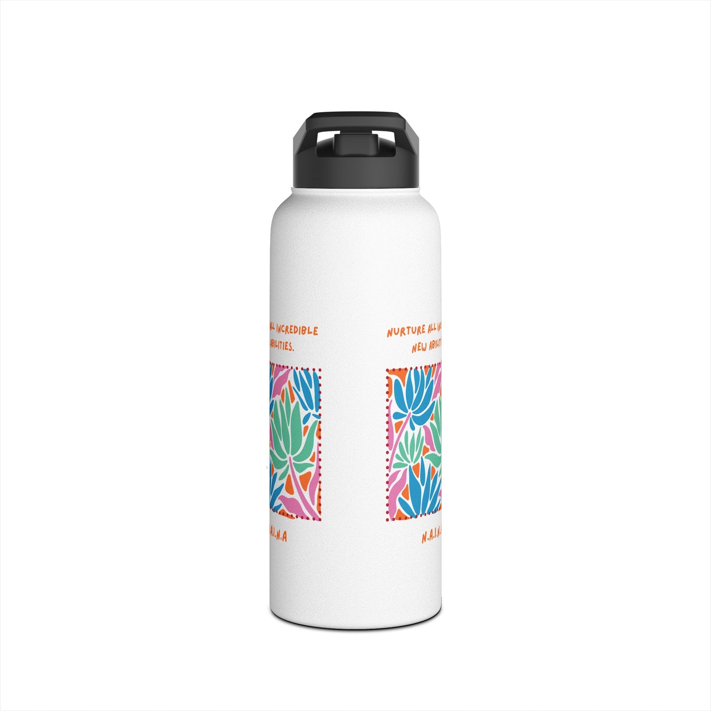 Personalized Initial Quote Floral Momentum Stainless Steel Water Bottle
